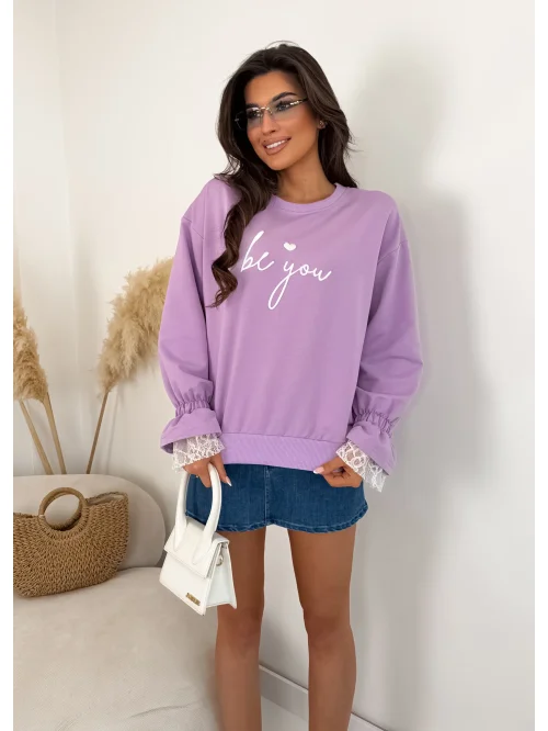 Bluza damska Be You z koronką i ozdobnym rękawem